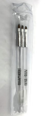 Набор кистей для геля 3 шт Global Fashion, прозрачная - длинная ручка
