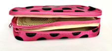 Toiletry bag organizer pink with black polka dots