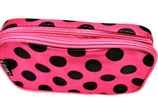 Toiletry bag organizer pink with black polka dots