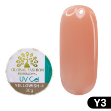 Гель для нарощування нігтів, камуфляж-3, Global Fashion Yellowish-3, 30 г