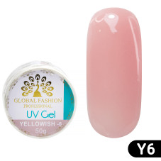 Gel for nail extension, camouflage-6, Global Fashion Yellowish-6, 50 g