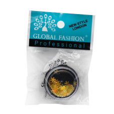 Декор для ногтей снежинки золотые Global Fashion
