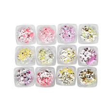 Nail decor, different shapes and colors, 12 pcs.