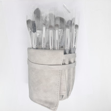 Set of makeup brushes, 14 pieces (gray cover)