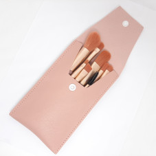 Set of makeup brushes portable, 8 pcs (peach color case)