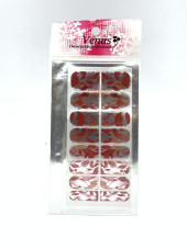 Sticker for nails, ready manicure Red waves color red