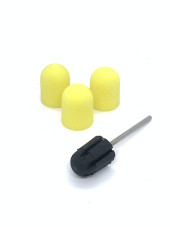 Cap set (3 pcs.) and rubber nozzle, size 13*19 mm, #150 yellow
