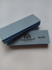 Баф для шлифовки ногтей Global Fashion 180/240, синий цвет