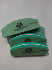 Баф для шлифовки ногтей Global Fashion 100/180, зелёный цвет