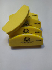Баф для шлифовки ногтей Global Fashion 180/240 (жёлтый цвет)