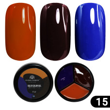 Гель-краска Solid color gel - 3, повышенной плотности 15 гр, Tango 15