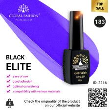 Gel polish BLACK ELITE 183, Global Fashion 8 ml