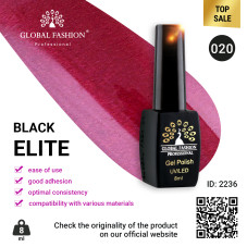 Gel polish BLACK ELITE 020, Global Fashion 8 ml