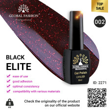 Gel polish BLACK ELITE 002, Global Fashion 8 ml