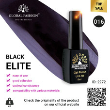 Gel polish BLACK ELITE 016, Global Fashion 8 ml