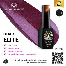 Gel polish BLACK ELITE 001, Global Fashion 8 ml