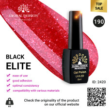 Gel polish BLACK ELITE 190, Global Fashion 8 ml