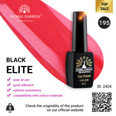 Gel polish BLACK ELITE 195, Global Fashion 8 ml