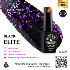 Gel polish BLACK ELITE 212, Global Fashion 8 ml