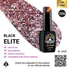 Gel polish BLACK ELITE 206, Global Fashion 8 ml