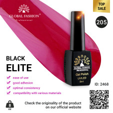 Gel polish BLACK ELITE 205, Global Fashion 8 ml