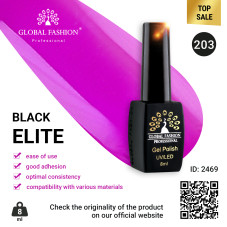 Gel polish BLACK ELITE 203, Global Fashion 8 ml