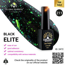 Gel polish BLACK ELITE 211, Global Fashion 8 ml