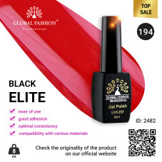 Gel polish BLACK ELITE 194, Global Fashion 8 ml