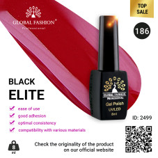 Gel polish BLACK ELITE 186, Global Fashion 8 ml