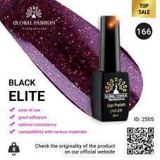 Gel polish BLACK ELITE 166, Global Fashion 8 ml