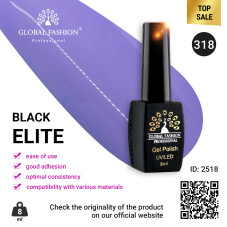 Gel polish BLACK ELITE 318, Global Fashion 8 ml