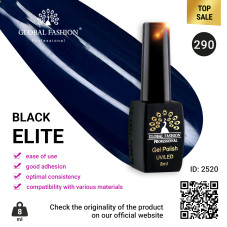 Gel polish BLACK ELITE 290, Global Fashion 8 ml