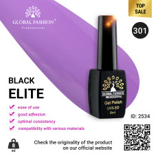 Gel polish BLACK ELITE 301, Global Fashion 8 ml