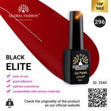 Gel polish BLACK ELITE 296, Global Fashion 8 ml