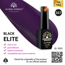 Gel polish BLACK ELITE 307, Global Fashion 8 ml