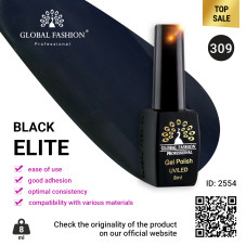 Gel polish BLACK ELITE 309, Global Fashion 8 ml