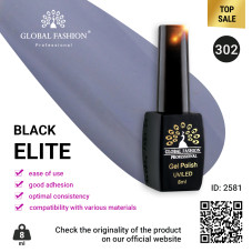 Gel polish BLACK ELITE 302, Global Fashion 8 ml