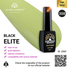 Gel polish BLACK ELITE 308, Global Fashion 8 ml