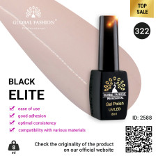 Gel polish BLACK ELITE 322, Global Fashion 8 ml