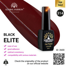 Gel polish BLACK ELITE 314, Global Fashion 8 ml