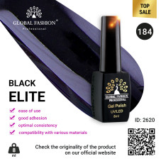 Gel polish BLACK ELITE 184, Global Fashion 8 ml