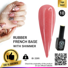 Rubber base for gel nail Polish French shimmer , Rubber Base Coat French, 8 ml., Global Fashion 010