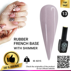 Rubber base for gel nail Polish French shimmer , Rubber Base Coat French, 8 ml., Global Fashion 013