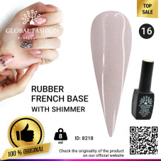 Rubber base for gel nail Polish French shimmer , Rubber Base Coat French, 8 ml., Global Fashion 016