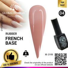 Rubber base for gel nail Polish French manicure, French Rubber Base Coat, 8 ml., Global Fashion 04