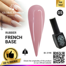 Rubber base for gel nail Polish French manicure, French Rubber Base Coat, 8 ml., Global Fashion 05