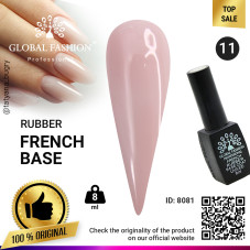 Rubber base for gel nail Polish French manicure, French Rubber Base Coat, 8 ml., Global Fashion 11