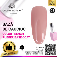 Base Coat pentru manichiura Color French, Global Fashion, nude, 8ml, 03
