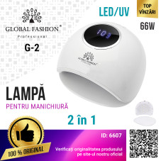Lampa unghii LED/UV Global Fashion G2 66W, White