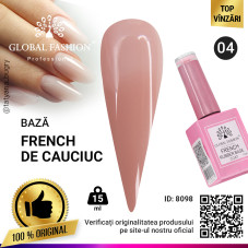 Rubber Base Coat French , Global Fashion, 15 ml, Nude 04
